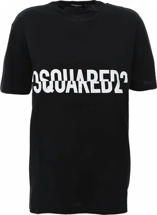 Dsquared2 Womens Staggered Logo Print Cotton T-Shirt In Black