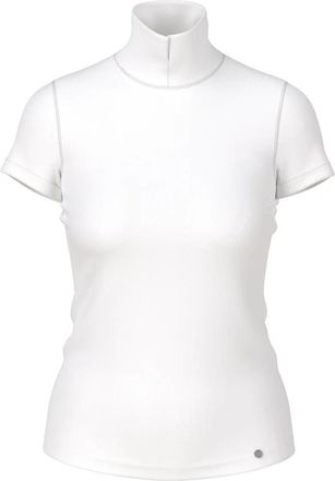 Marc Cain T-shirt met Mock Neck en Split - Dames - T-shirts - Wit - M - Katoen - Tops