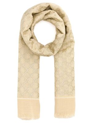 Gucci Beige Embroidered Foulard Scarf
