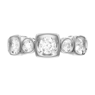 Diamond2Deal Sterling Silver 1.08 Ct Round Lab Grown Diamond Fancy 7-Stone Ring Size 7, VS1, E-F