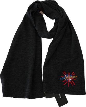 Dolce & Gabbana Unisex Gray dgloveslondon Wool Wrap Scarf Black