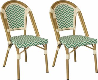 Mobili Rebecca Set de 2 silla de exterior apilable de aluminio verde blanco 85x46x57