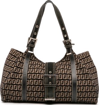 Fendi Pre-owned Womens Shoulder Bag Logo Print Canvas - Black Textile - One Size