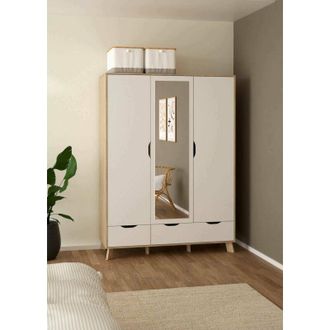 Dmora Armario 2 Puertas Christiana, Muebles De Dormitorio, Vestidor, Armario De Ropa, 147x58 H201 Cm, Roble Y Blanco - Dmora