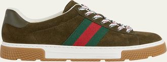 Gucci Mens Ace Suede Low-Top Sneakers