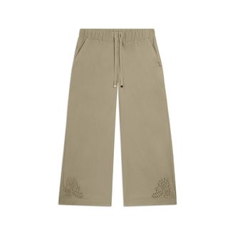 Freddy Pantaloni Cropped con Ricamo Floreale al Fondo