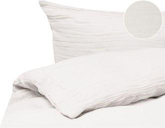 Beliani Duvet Cover and Pillowcase Set Off-White Muslin Cotton 200 x 200 cm Modern Bedroom SUMNER