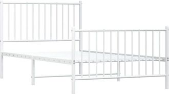 vidaXL Giroletto con Testiera e Pediera Metallo Bianco 100x190 cm - Vidaxl