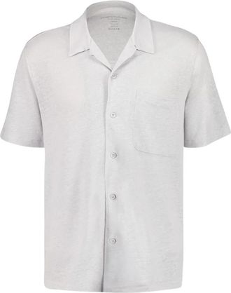 Majestic Filatures Linnen knoopshirt - Heren - Korte mouwen Overhemden - Wit - 2XL - Linnen - Overhemden