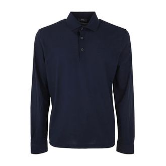 Herno Polo Shirts, male, Blue, Size: L Long Sleeve Polo
