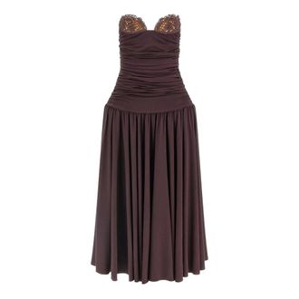 Magda Butrym Vestido sin mangas con hombros descubiertos - Dresses - Mujer - Marr&oacute;n - S