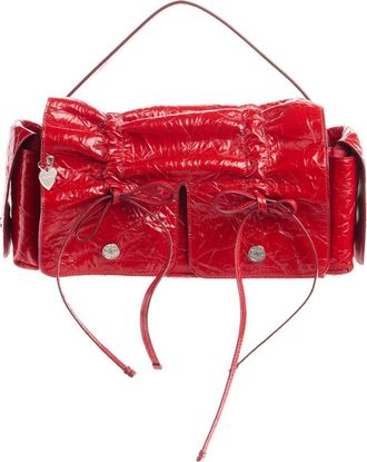 Acne Studios Multipocket Crinkle Patent Leather Top Handle Bag in Red at Nordstrom