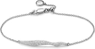 Monica Vinader Sterling Silver Riva Diamond Wave Chain Bracelet Diamond