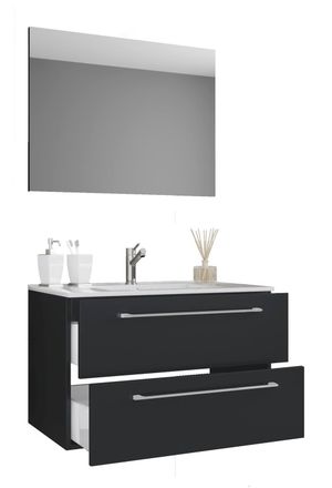 VCM 3 pcs. washroom washbasin Badinos SP in Black