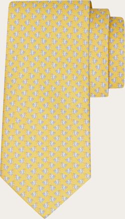 Ferragamo Men Mini fish print silk tie Yellow