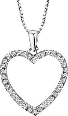 Hollywood Sensation Crystal Heart Necklace White Gold with Cubic Zirconia Stones in Silver at Nordstrom