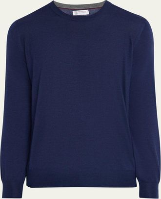Brunello Cucinelli Mens Fine-Gauge Cashmere and Silk Crewneck Sweater