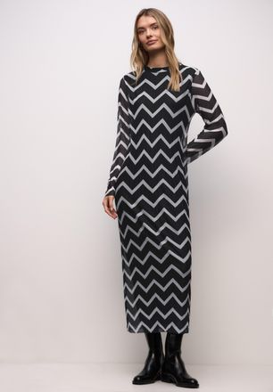 Street One Midikleid STREET ONE, Damen, Gr. 34, N-Gr, schwarz, Web, Obermaterial: 95% Polyester, 5% Elasthan. Futter: 100% Viskose, gemustert, bequem 7/8-L&auml;nge, 