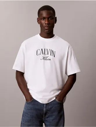 Calvin Klein Jeans Calvin Klein Mens Relaxed Graphic Logo Tee - White - 2XL