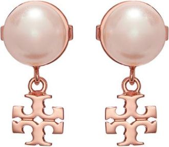 Tory Burch Moondance Faux Pearl Drop Earrings in Rose Gold/pink at Nordstrom