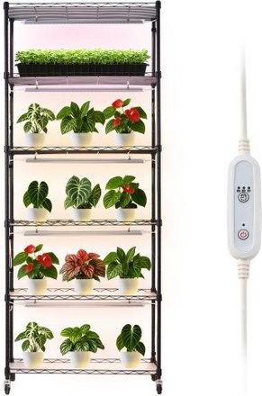OEM Soporte Para Plantas Con Luz De Cultivo 6 Niveles 180 Cm 150 W, Estante Para Plantas Con Ruedas, Temporizador De 4/9/14 H, 3 Modos De Iluminaci&oacute;n, Par
