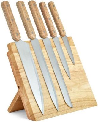 Livoo Set De 5 Couteaux - Livoo - Mec136 - 20 A 32,5 Cm - Lame Acier Inoxydable - Support Magn&eacute;tique