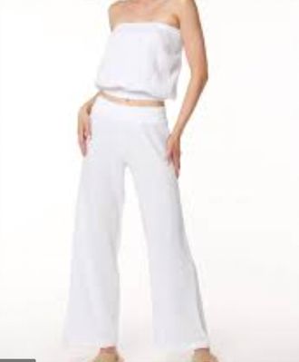 bobi High Waist Smocked Pant In White