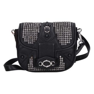 La Carrie Tassen, Dames, Zwart, ONE Size, Leer, Gehamerde Strass Schoudertas
