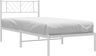 vidaXL Metal Bed Frame without Mattress with Headboard White 100x190cm Vidaxl