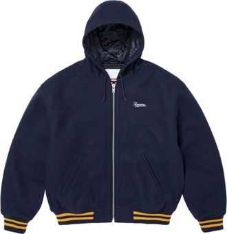 SUPREME x Larry Clark FW26 Hooded Varsity Jacket Navy SUP-FW26-054-NVY