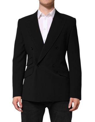 Dolce & Gabbana Black SICILIA Double Breasted Coat Mens Blazer