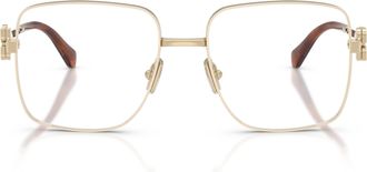 Miu Miu 0mu 51xv Square-Shaped Gold-Finish Metal Eyeglasses