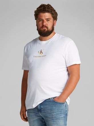 Calvin Klein Plus T-Shirt PLUS SHADOW LOGO TEE, Herren, Gr. XXXL (58), weiss (hellwei&szlig;), Single Jersey, Obermaterial: 100% Baumwolle, CALVIN KLEIN JEANS PLUS, unifarben