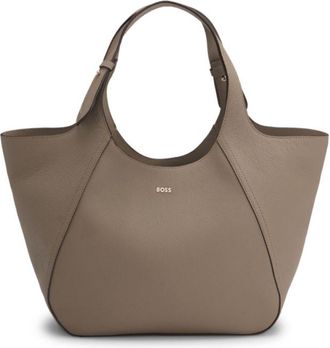 BOSS Grained-leather tote bag with logo lettering