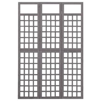 Berkfield Home 3-Panel Room Divider/Trellis Solid Fir Wood Grey 121x180 cm