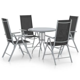 Berkfield Home 5 Piece Garden Dining Set Aluminium & Textilene Silver