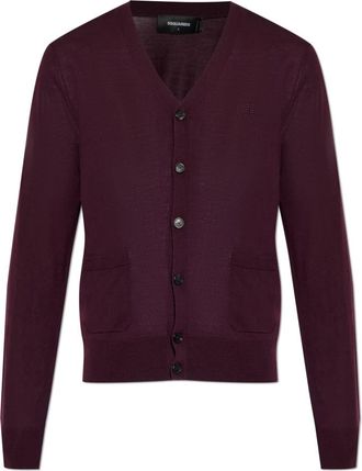 Dsquared2 Wollemantel met zakken - Heren - Vesten - Rood - 2XL - Wol - Truien & Vesten