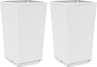 vidaXL Garden Planters 2 pcs White 32.5x32.5x57 cm pp Vidaxl