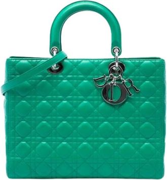 Dior Pre-owned Lady Dior Handbag - Dames - Pre-owned - Groen - Maat: ONE Size Leer