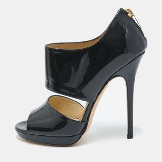 Jimmy Choo London Black Patent Leather Private Sandals