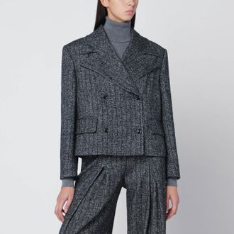 Dolce & Gabbana Giacca over corta grigia scura rigata