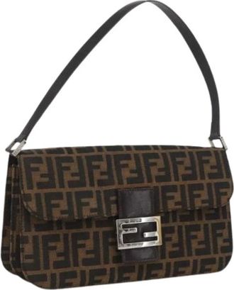 Fendi Pre-owned Shoulder Bags, female, Brown, Size: ONE SIZE Pre-owned Vintage Zucca Shoulder Bag