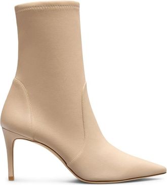 Stuart Weitzman Power Bootie 75 - Dames - Schoenen - Beige - Maat: 36 EU Leer