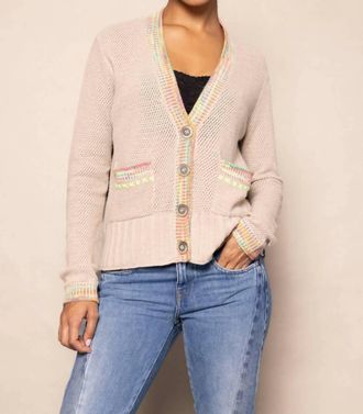 Lisa Todd Double Track Cardigan In Vellum/ink