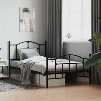 Berkfield Home Metal Bed Frame with Headboard & Footboard Black 107x203 cm