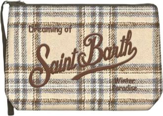 MC2 Saint Barth Clutch Aline de lana con estampado de tart&aacute;n - Bags - unisex - Beige - ONE SIZE