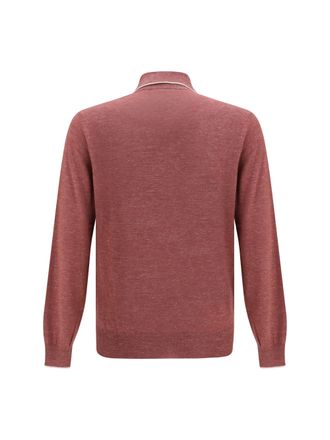 Brunello Cucinelli Mens Lightweight Cashmere, Silk And Hemp Knit Polo Corallo+panama Knitwear T-shirts Polos