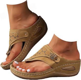 Generic Wide Fit Sandals for Women,Orthopedic Wedge Sandals for Women,Lightweight Orthopedic Flip Flops Uk Wide Fit New Summer Slides Non-Slip Beach Shoes,Arc