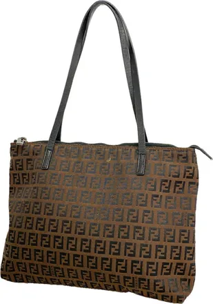Fendi Black Brown Nylon Canvas Tote Bag (Pre-Owned)
