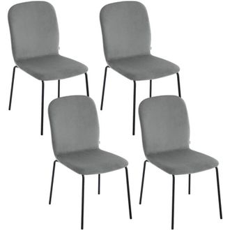 Woltu Juego De 4 Sillas Modernas De Comedor, Sal&oacute;n, Cocina, Asiento De Terciopelo Y Metal, Gris Oscuro - Woltu